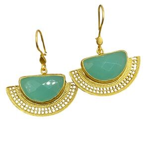 Turquoise Aqua Dangle Earrings Gold and Turquoise Earrings